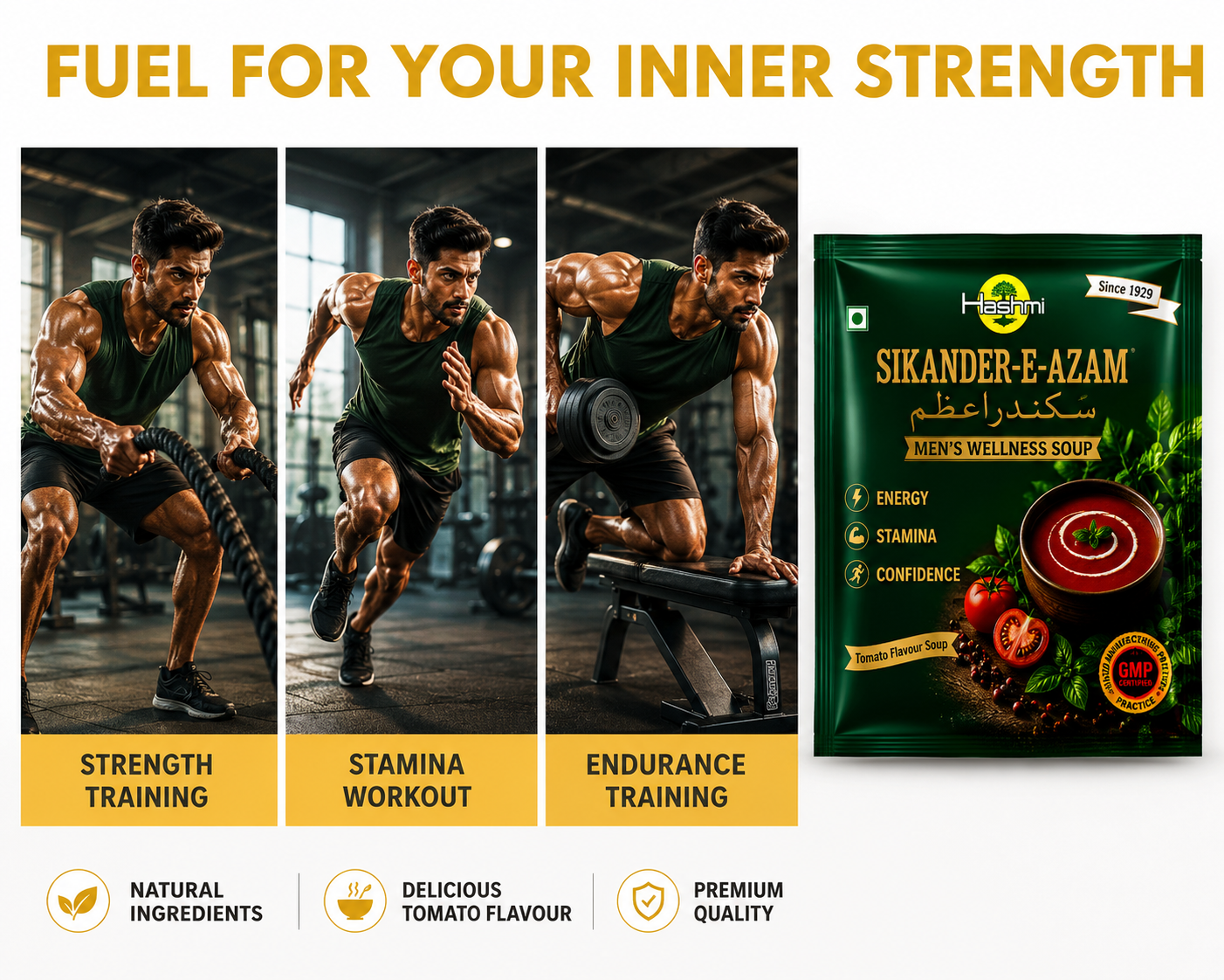 Hashmi Sikander-E-Azam Men's Wellness Soup | Ancient Traditional Herbal Formula to Support Energy, Stamina & Confidence | 10g Sachet