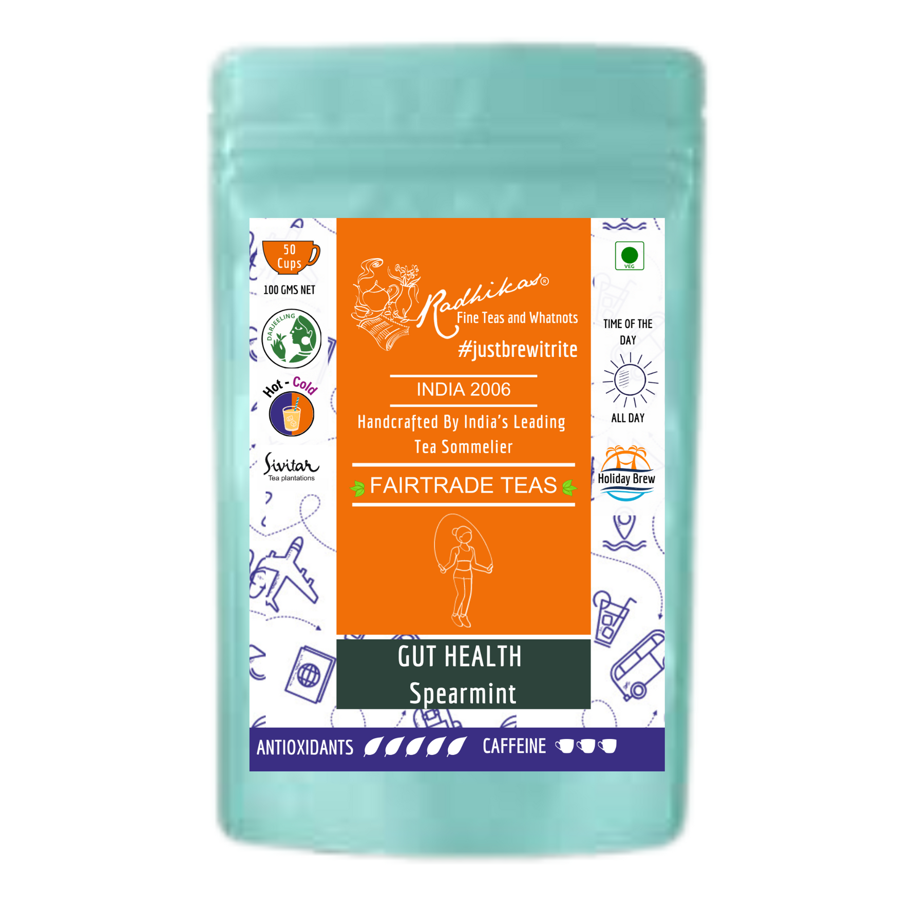 Radhikas Fine Teas Gut Health Spearmint Darjeeling Leaf - 100gm