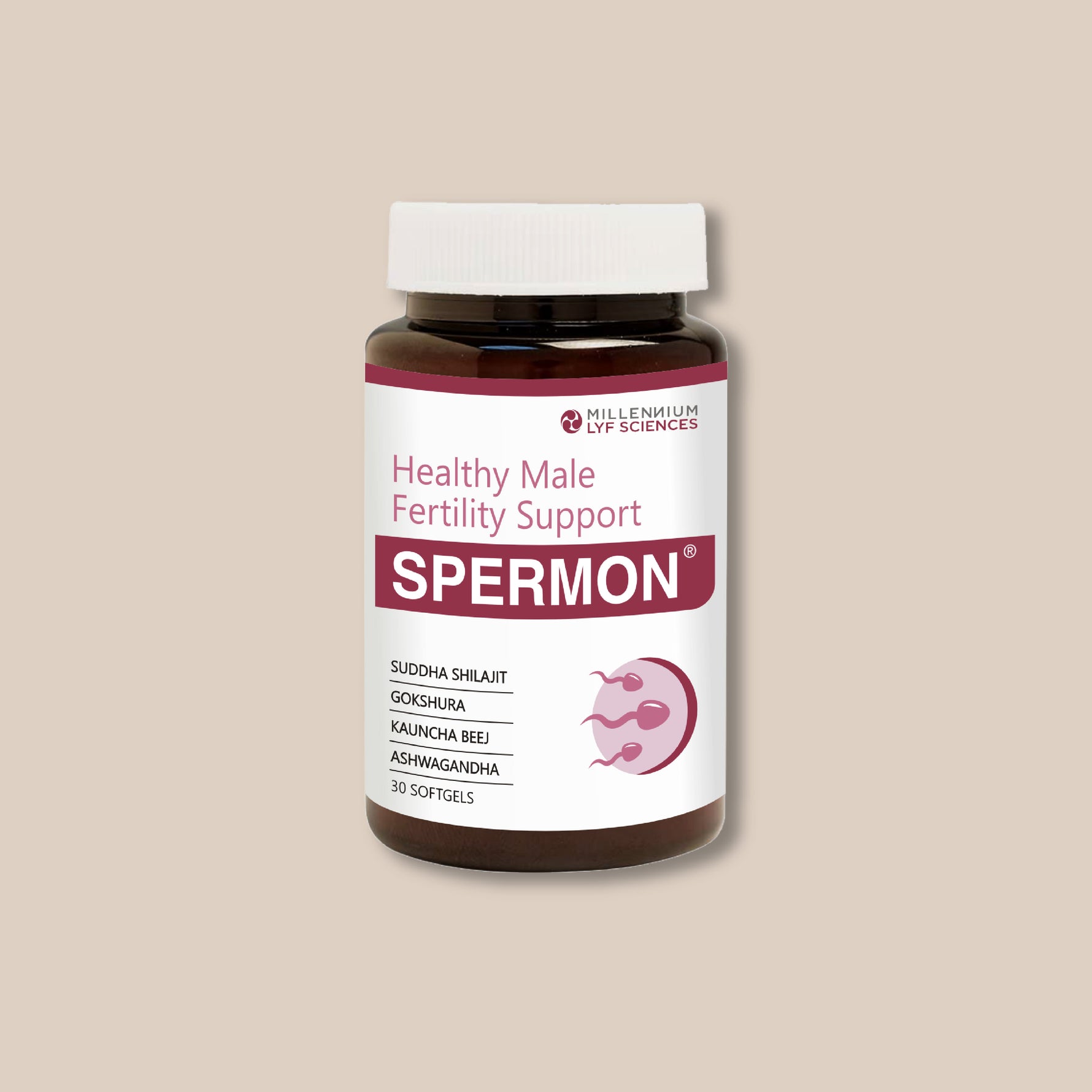 Millennium Herbal Care Spermon Soft Gelatin Capsule (60 Each) | Supports Men's Health (Bottle Pack)