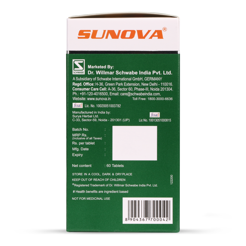 Sunova Spirulina Tablets | For Energy, Stamina, Muscle Strength, Antioxidant Support & Bone Health - 60 Tablets