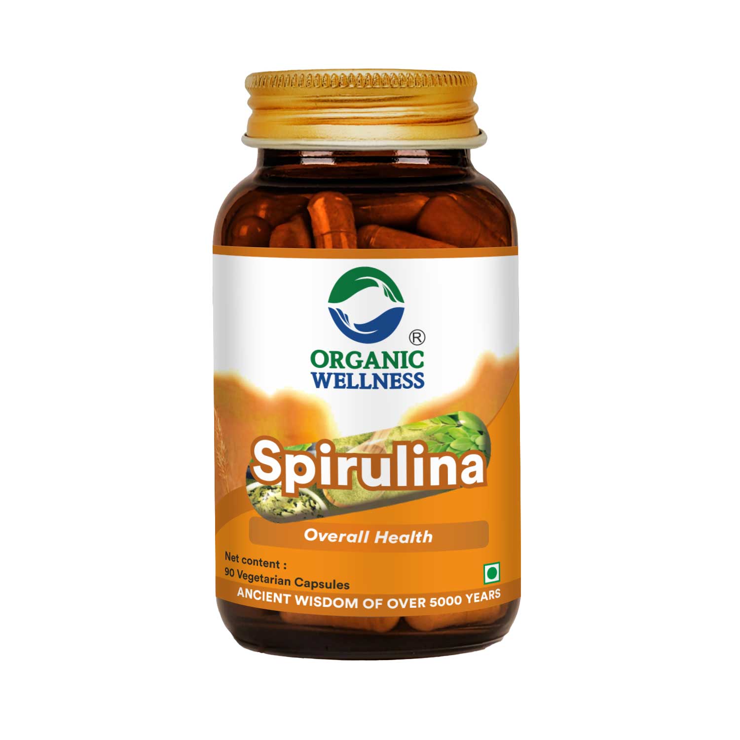 Organic Wellness Spirulina 90 Capsules for Immune Support and Detoxification | Natural Energy Boost and Vital Nutrients