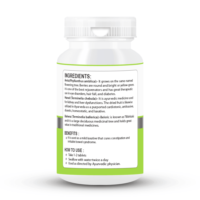 Zenius Triphala Tablets - Ayurvedic Digestive Support Tablets for Detox, Regularity, and Gut Health - 60 Tablets