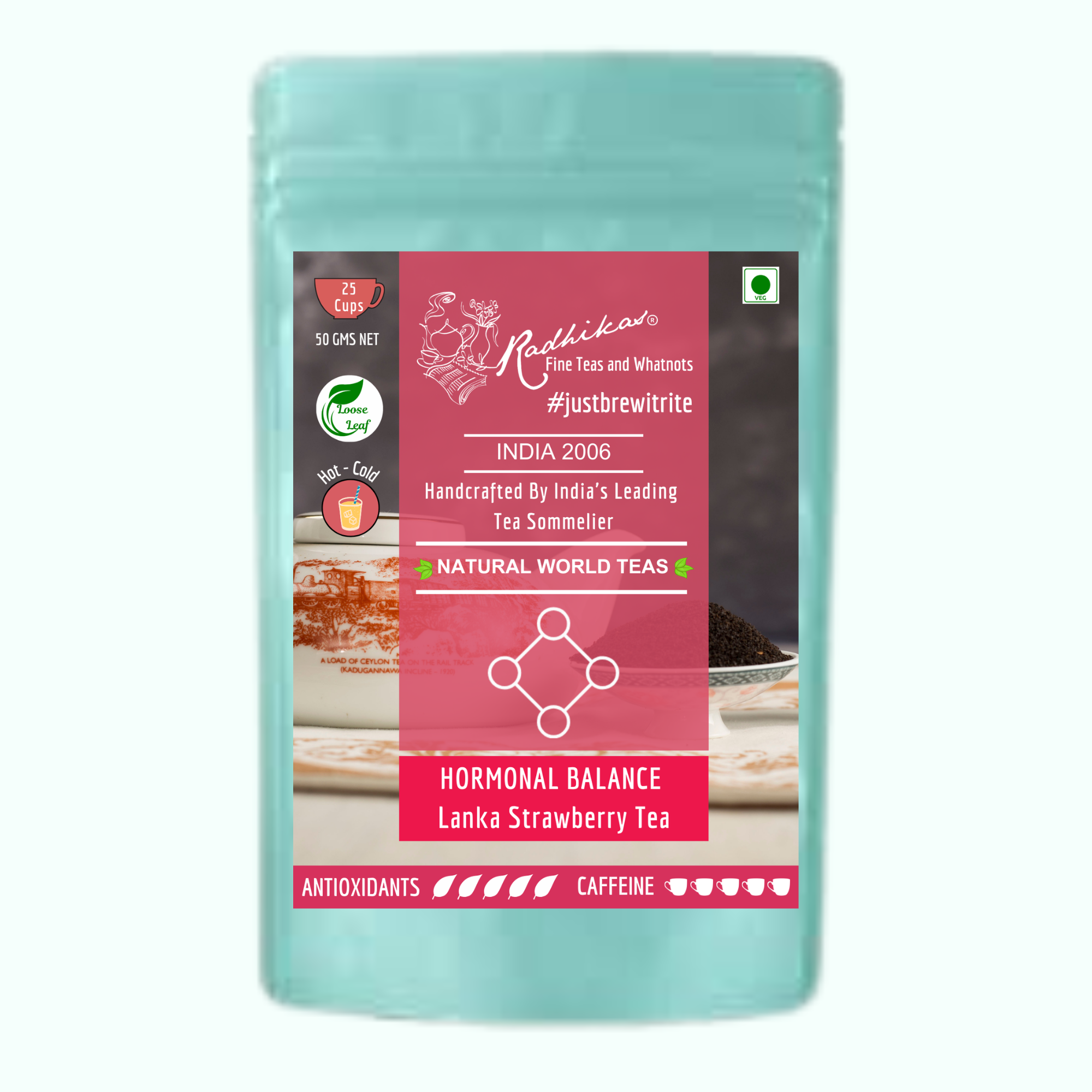 Radhika's Fine Teas Hormonal Balance Lanka Strawberry Tea (50g) | Single-Origin Ceylon Black Tea for Skin Glow, Balance & Vitality