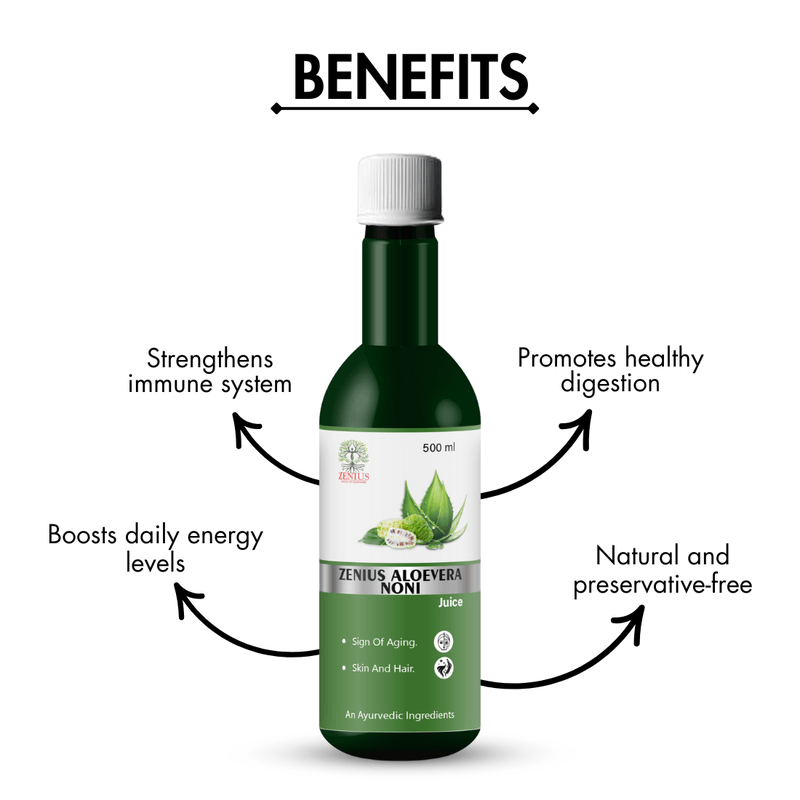 Zenius Aloevera Noni Juice - Natural Blend for Boosting Immunity, Digestive Health, and Energy - 500ml Juices