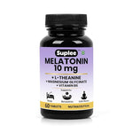 Suplee Melatonin 10mg (60 Tablets) with L-Theanine, Magnesium Glycinate & Vitamin B6 - Night Time Sleep Support Supplement - Helps with Deep Sleep & Mental Relaxation - Non-Habit Forming