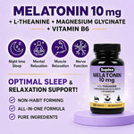 Suplee Melatonin 10mg (60 Tablets) with L-Theanine, Magnesium Glycinate & Vitamin B6 - Night Time Sleep Support Supplement - Helps with Deep Sleep & Mental Relaxation - Non-Habit Forming