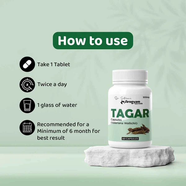 Dr. Satnam’s Arogyam Ayurveda Tagar Capsules (500mg, 60 Capsules) | Pure Valeriana Wallichii Extract for Restful Sleep, Stress Relief & Nervous System Calm