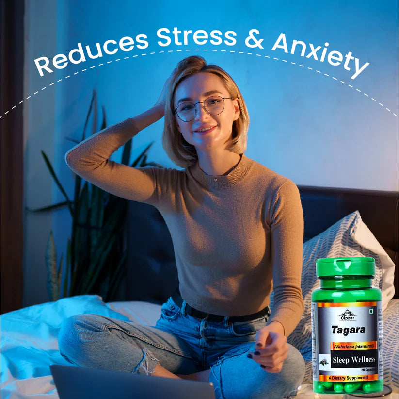 Cipzer Tagara Capsule - 30 Capsules | Natural Sleep Support, Stress Relief, Brain Health & Relaxation