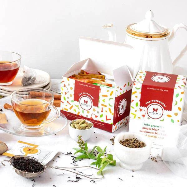 Butterfly Ayurveda Tea Potpourri – Assorted Wellness Tea Sampler – 20 Tea Bags