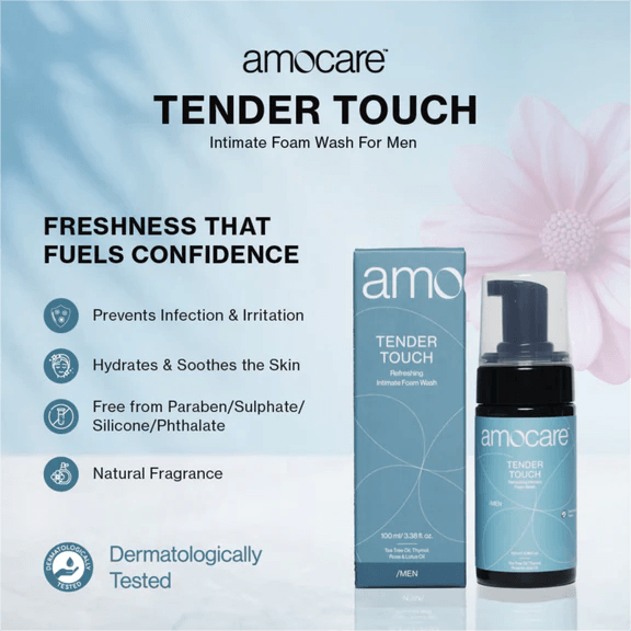 Amocare Tender Touch Intimate Foam Wash for Men | Gentle & Refreshing Cleanser | 100 ml