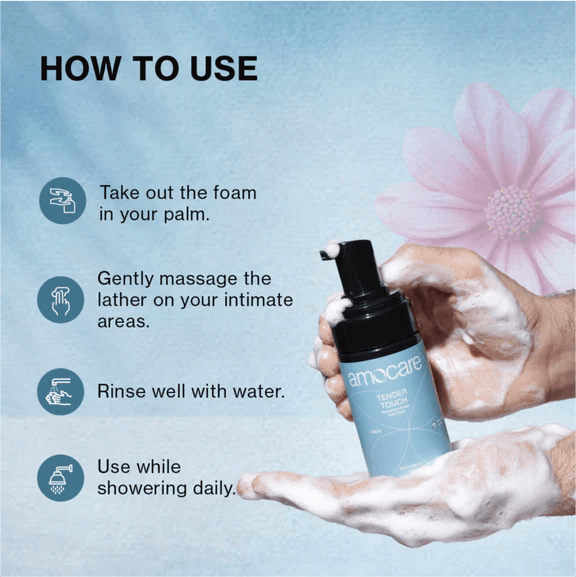 Amocare Tender Touch Intimate Foam Wash for Men | Gentle & Refreshing Cleanser | 100 ml