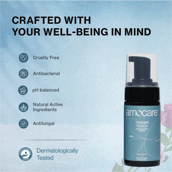 Amocare Tender Touch Intimate Foam Wash for Men | Gentle & Refreshing Cleanser | 100 ml