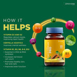 ZEROHARM B-Complex Pro with Vitamin D3 & K2-7 | Vitamin B-Complex With B1, B2, B3, B5, B6, B9 & Vit B12 | Plant-Based Supplement | Supports Energy & Immunity For Men and Women | 60 Veg Capsules