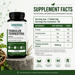 Vitalmins Tribulus Terrestris Tablets | Standardized Extract for Peak Athletic Performance, Physical Strength & Daily Vitality – 60 Tablets