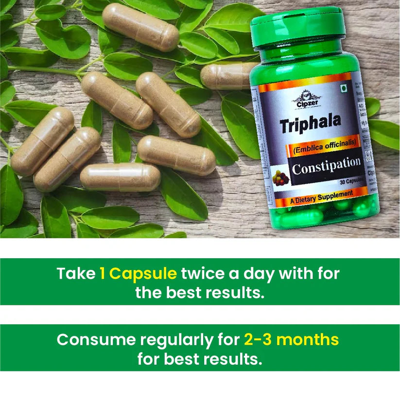 Cipzer Triphala Capsule - 30 Capsules | Natural Colon Cleanser, Digestive Health, Detox & Immunity Support