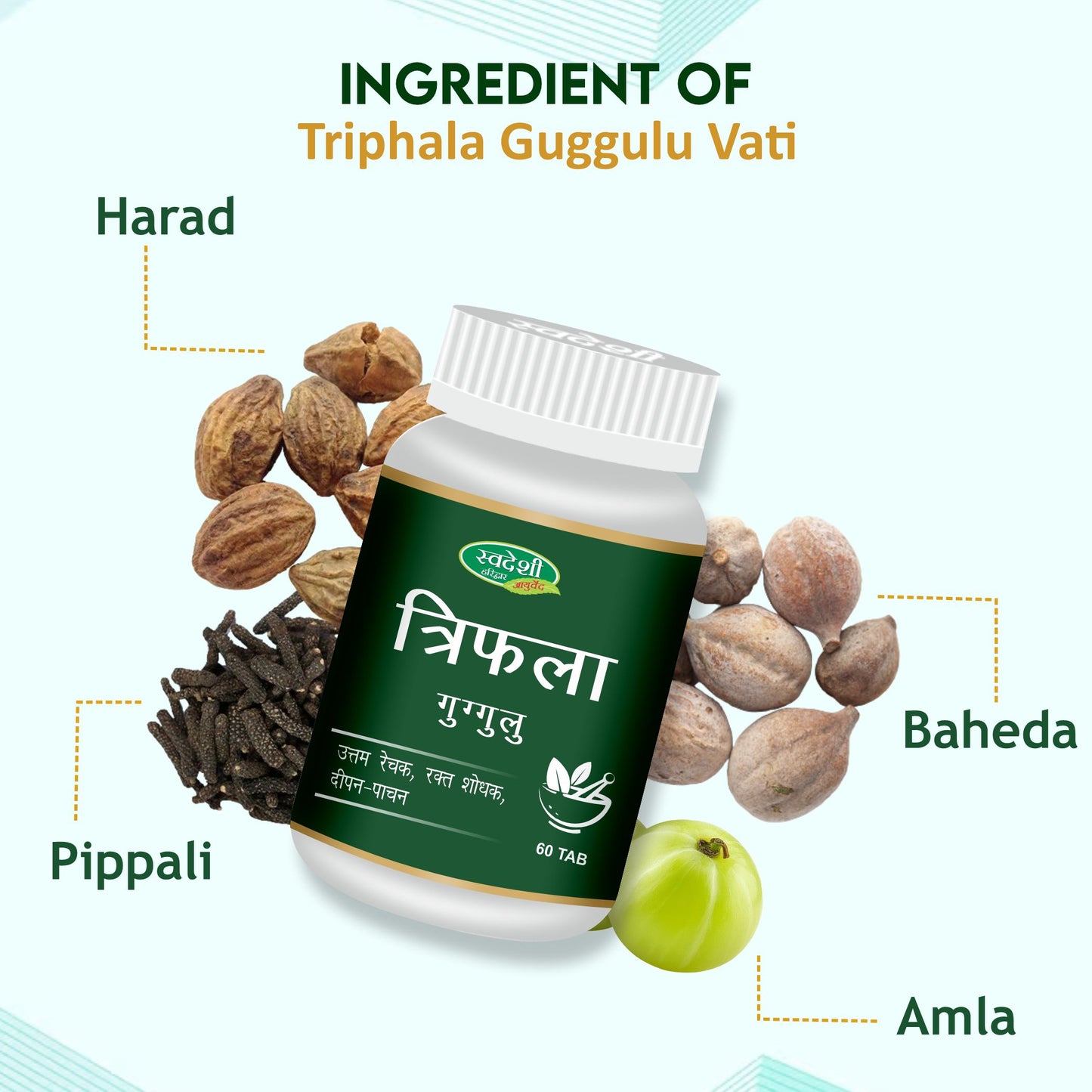 Swadeshi Triphala Guggul Vati - 60 Tablets