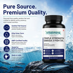 Vitalmins Triple Strength Omega 3 Fish Oil Softgels | Ultra-Pure High-Yield EPA & DHA for Heart, Joint, Brain & Eye Support – 60 Softgels