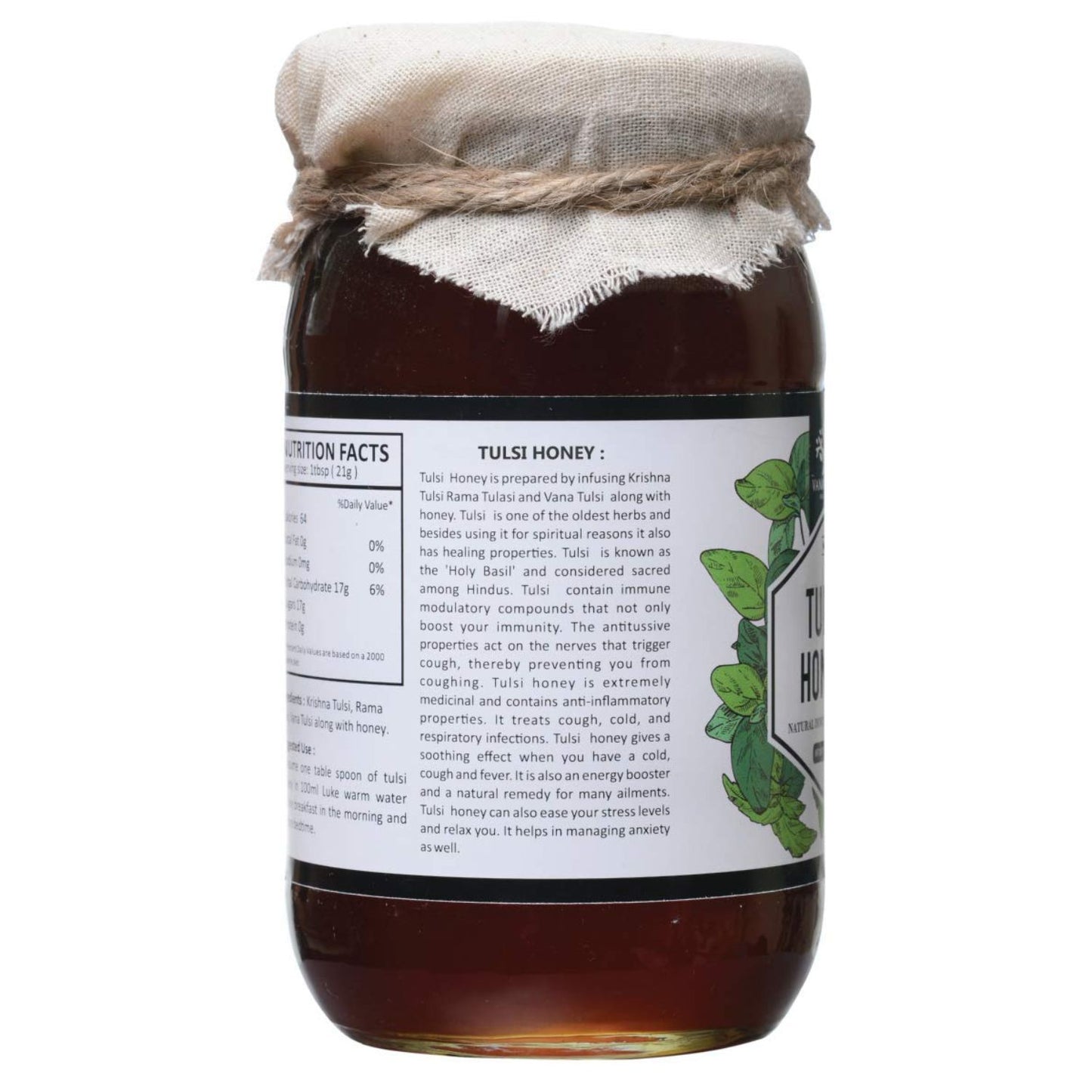Vanalaya Tulsi Honey Infused with Tulsi Extract Immunity Booster Pure & Natural 500gm