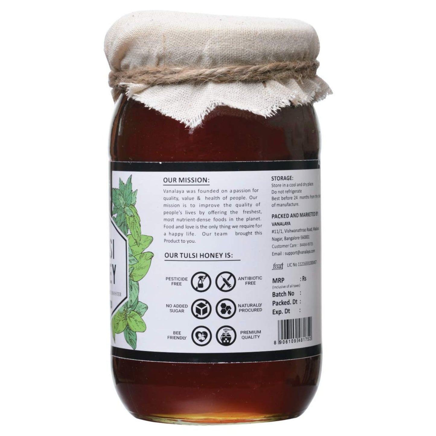 Vanalaya Tulsi Honey Infused with Tulsi Extract Immunity Booster Pure & Natural 500gm