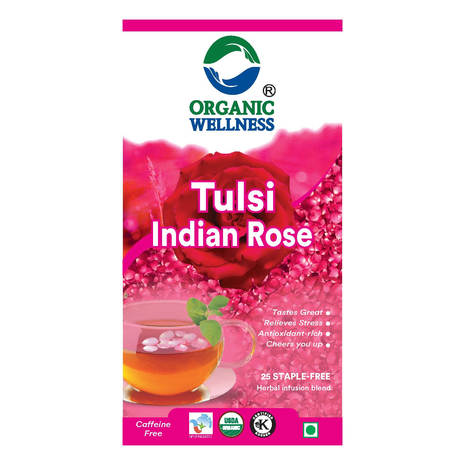 Organic Wellness Tulsi Indian Rose Teabags -  25 Teabags
