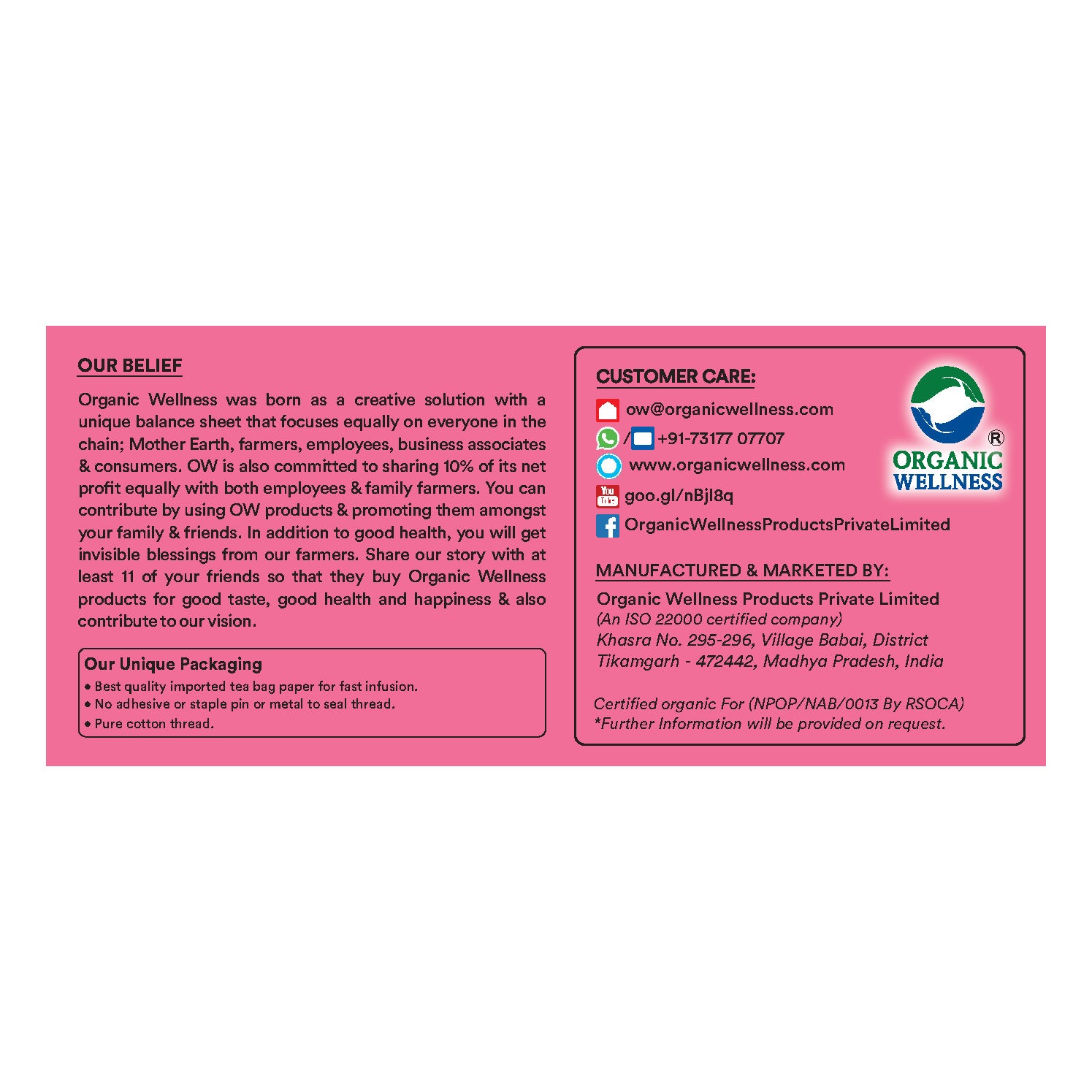 Organic Wellness Tulsi Indian Rose Teabags -  25 Teabags