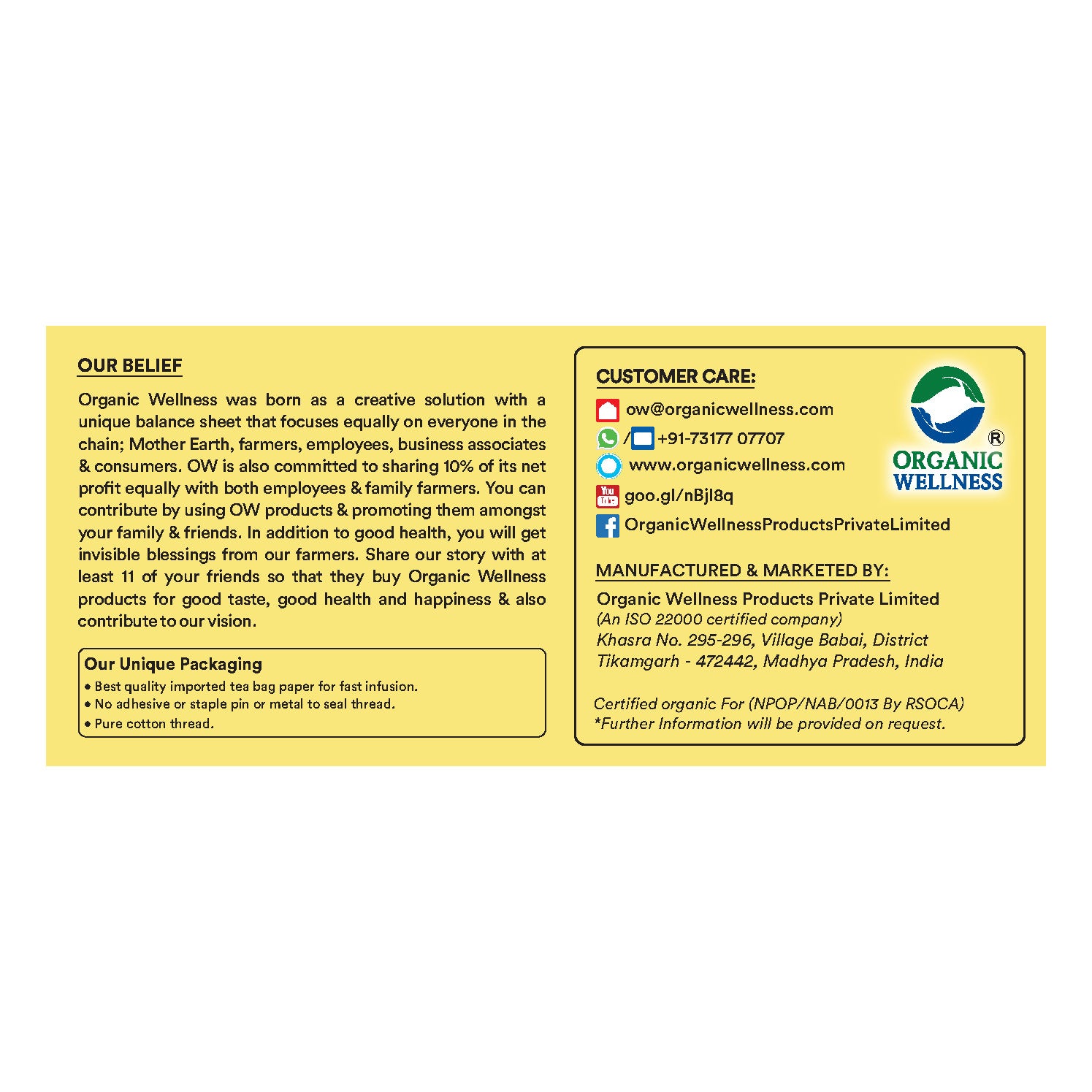 Organic Wellness Tulsi Lemon Teabags -  25 Teabags