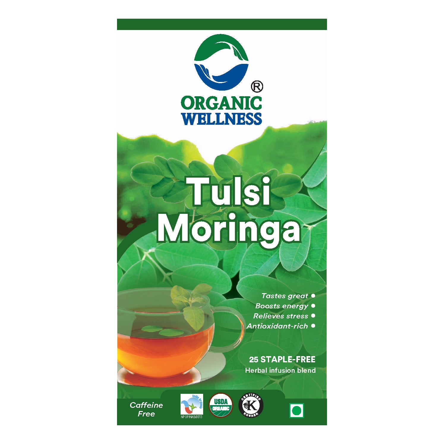 Organic Wellness Tulsi Moringa Teabags -  25 Teabags