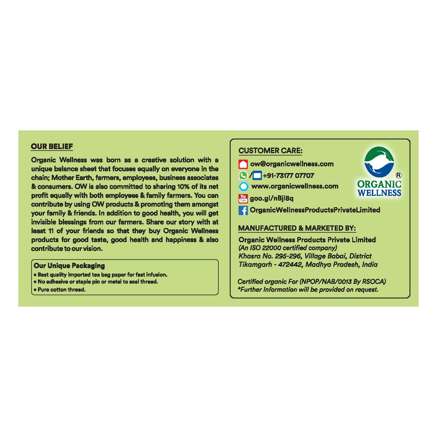 Organic Wellness Sweet Neem Teabags -  25 Teabags