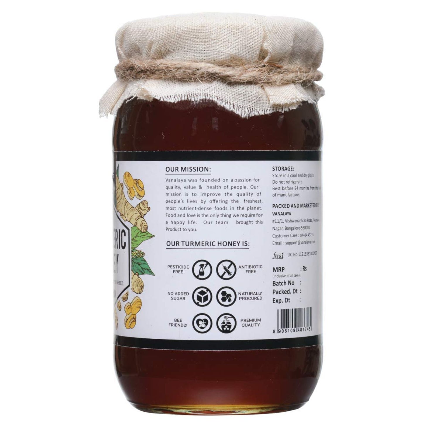 Vanalaya Turmeric Honey Infused with Turmeric Extract for Immunity Boosting and Digestion 500gm