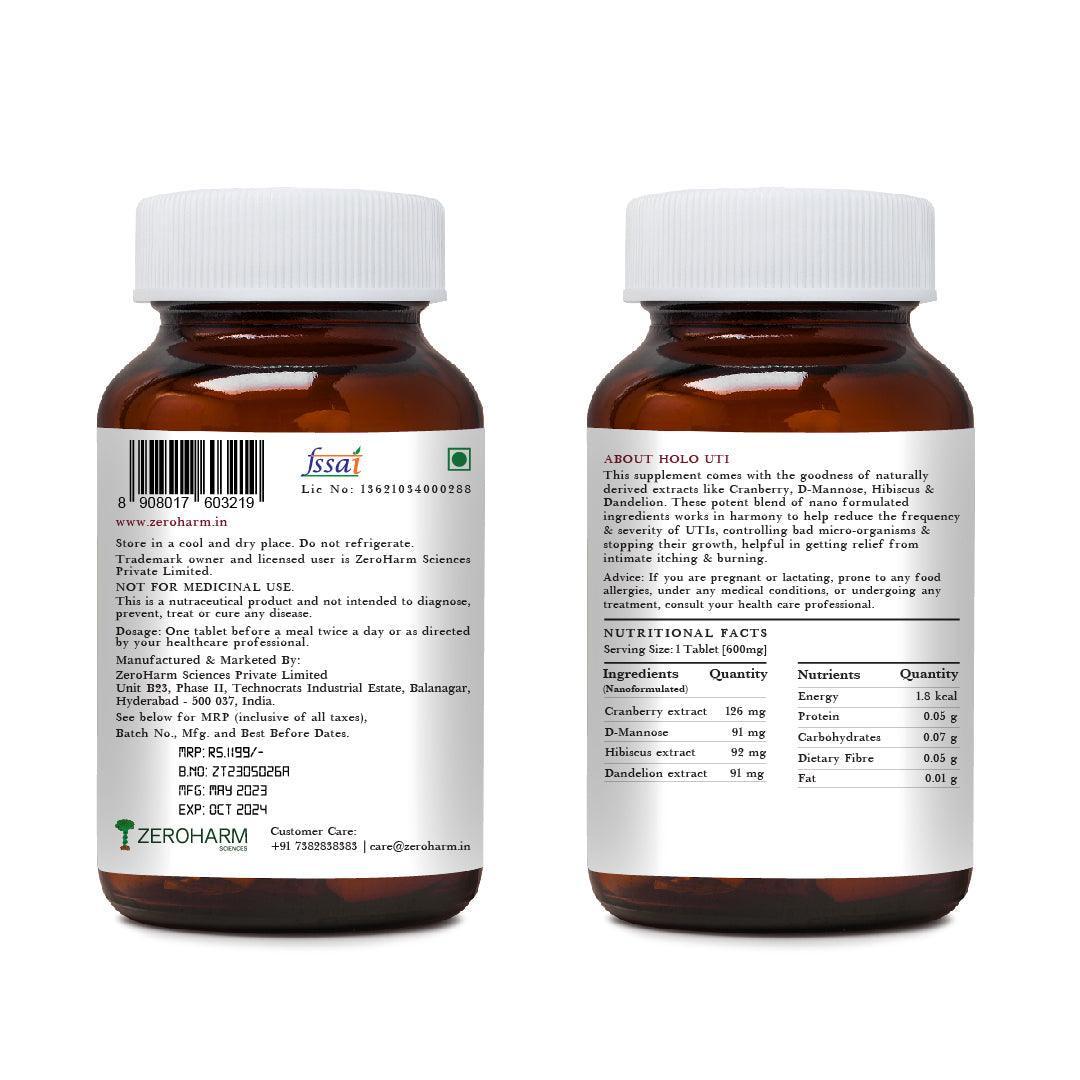 Zeroharm Sciences Holo UTI Nano Tablet - 60 Tablets