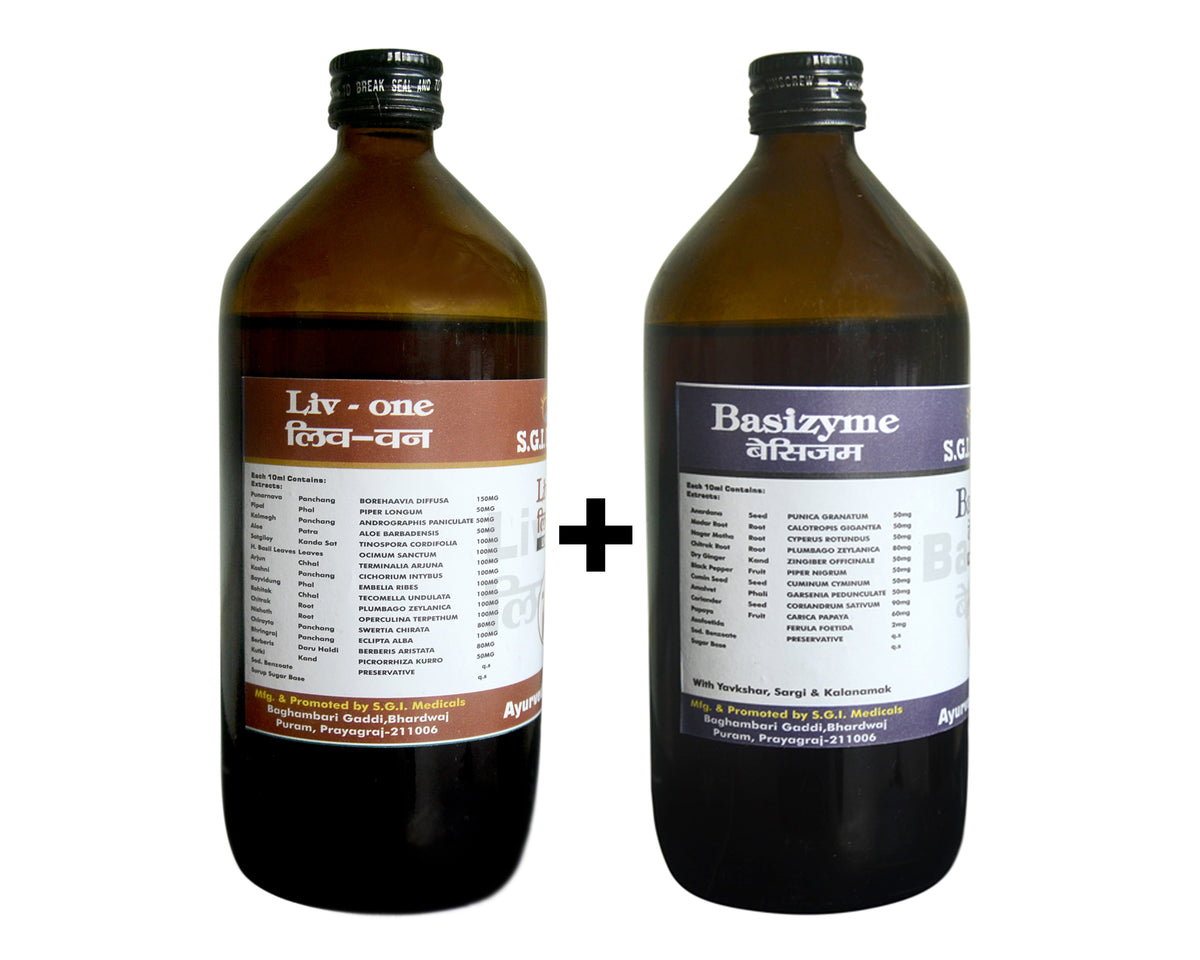 SGI Medicals Liv-one Syrup (450ml) & Basizyme Syrup (450ml) Combo