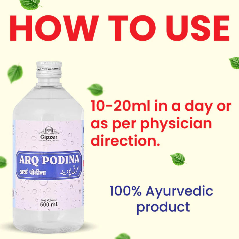 Cipzer Arq Podina - 500ml | Herbal Mint Distillate for Digestion, Nausea, Gas, Acidity & Refreshment