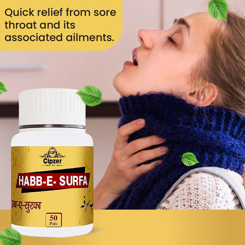 Cipzer Habb-E-Surfa Pill - 50 Pills | Natural Relief for Catarrh, Chronic Fever, Cold & Respiratory Support