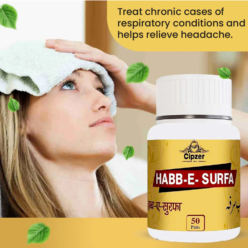 Cipzer Habb-E-Surfa Pill - 50 Pills | Natural Relief for Catarrh, Chronic Fever, Cold & Respiratory Support