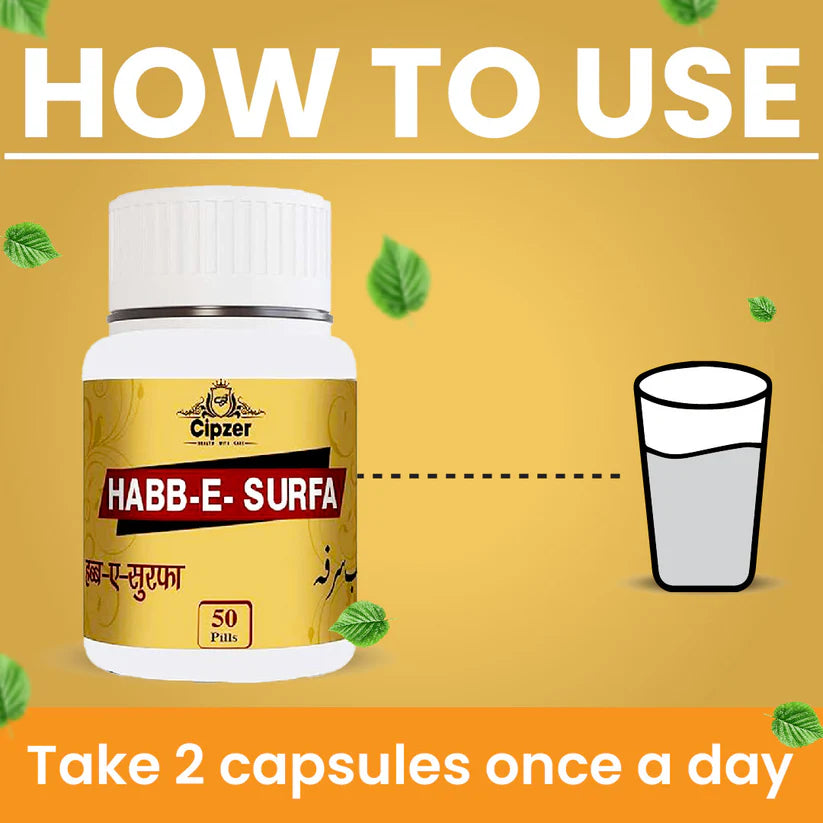 Cipzer Habb-E-Surfa Pill - 50 Pills | Natural Relief for Catarrh, Chronic Fever, Cold & Respiratory Support