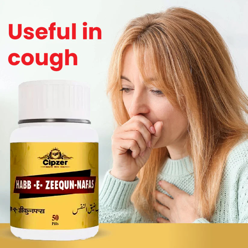 Cipzer Habb-E-Zeequn-Nafs - 50 Pills | Unani Respiratory Health & Lung Wellness Support Supplement
