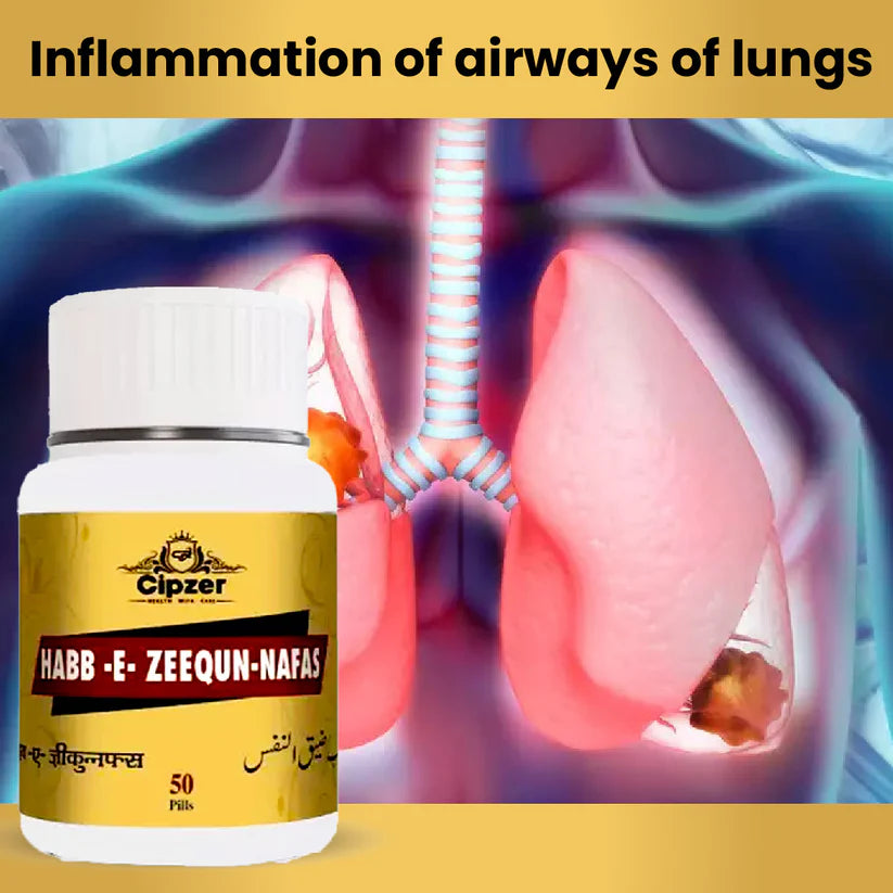 Cipzer Habb-E-Zeequn-Nafs - 50 Pills | Unani Respiratory Health & Lung Wellness Support Supplement