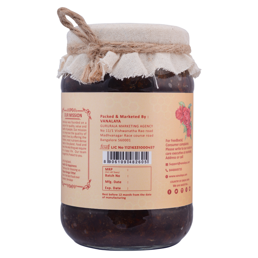 Vanalaya Natural Honey Gulkand Prepared Using Sun Cooked Damask Rose Along with Forest Honey