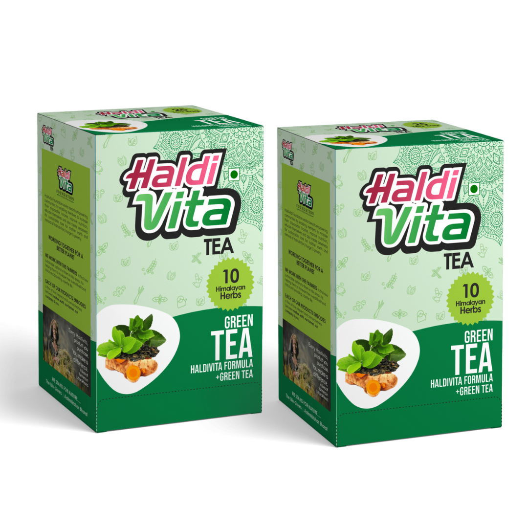 HaldiVita Herbal Green Tea Bags Box (25 tea bags) - Pack of 2