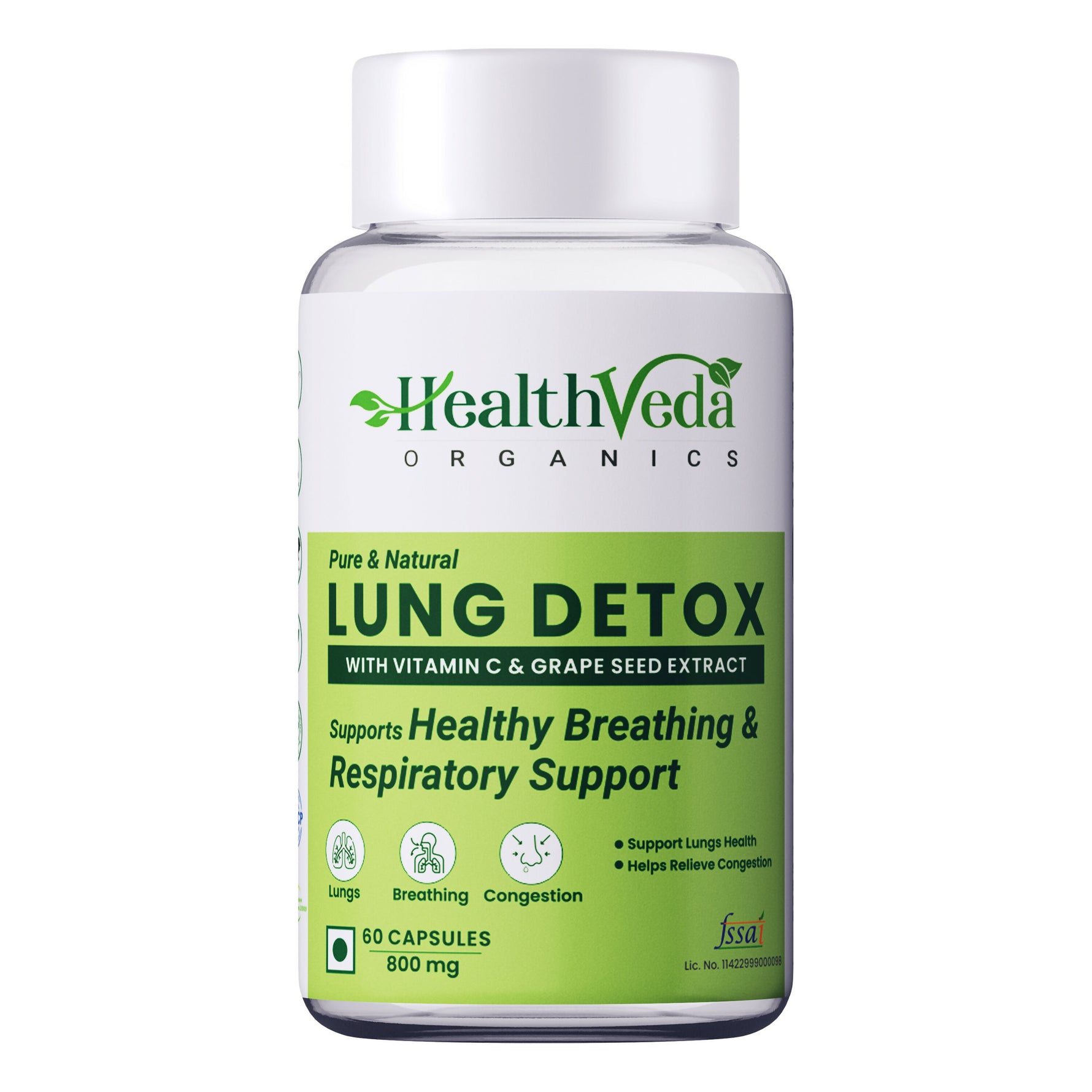 HealthVeda Lung Detox with Vitamin C & Grapeseed Extract Capsule