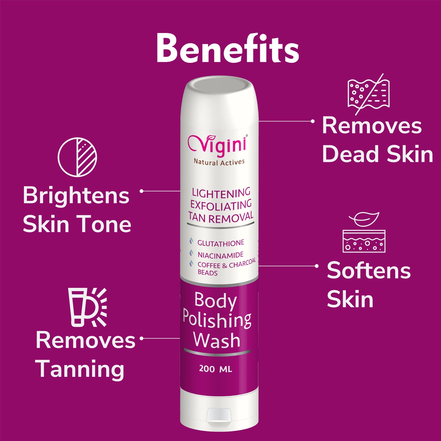 Vigini Coffee Scrub Tan Removal Body Wash & Underarms Lightening Whitening Bright Moisturizer Cream