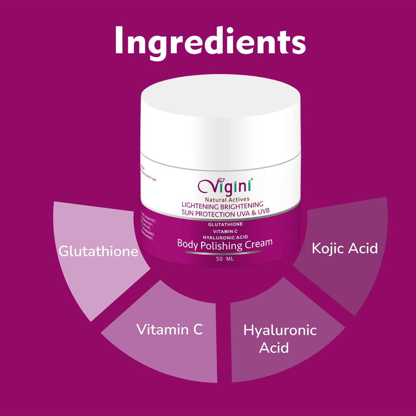 Vigini Body Lightening Underarms Brightening Tan Removal Kojic Acid Skin Moisturizing Cream & Lotion