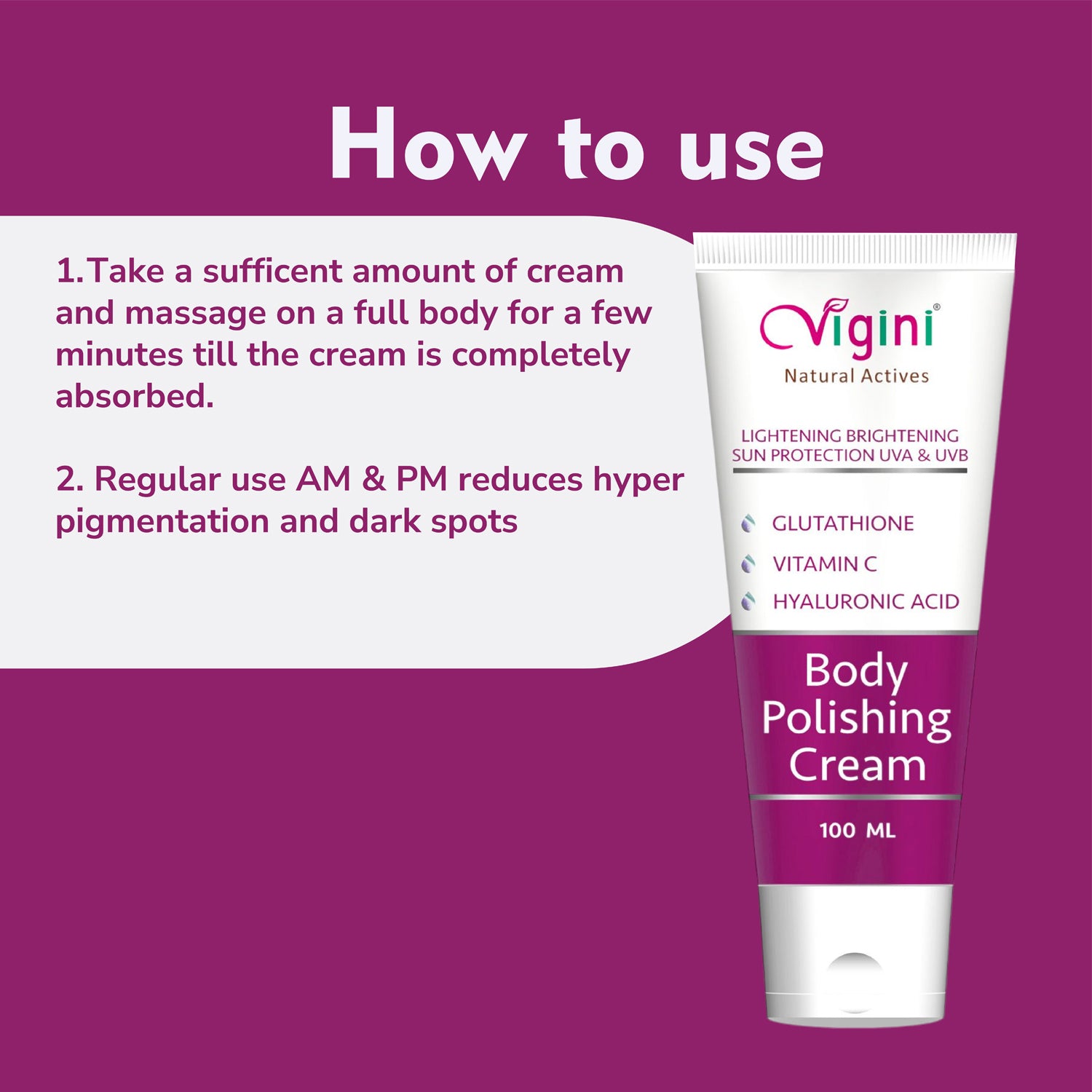 Vigini Underarm Lightening Pigmentation Tan Removal Kojic Acid Skin Cream & Moisturizing Body Lotion