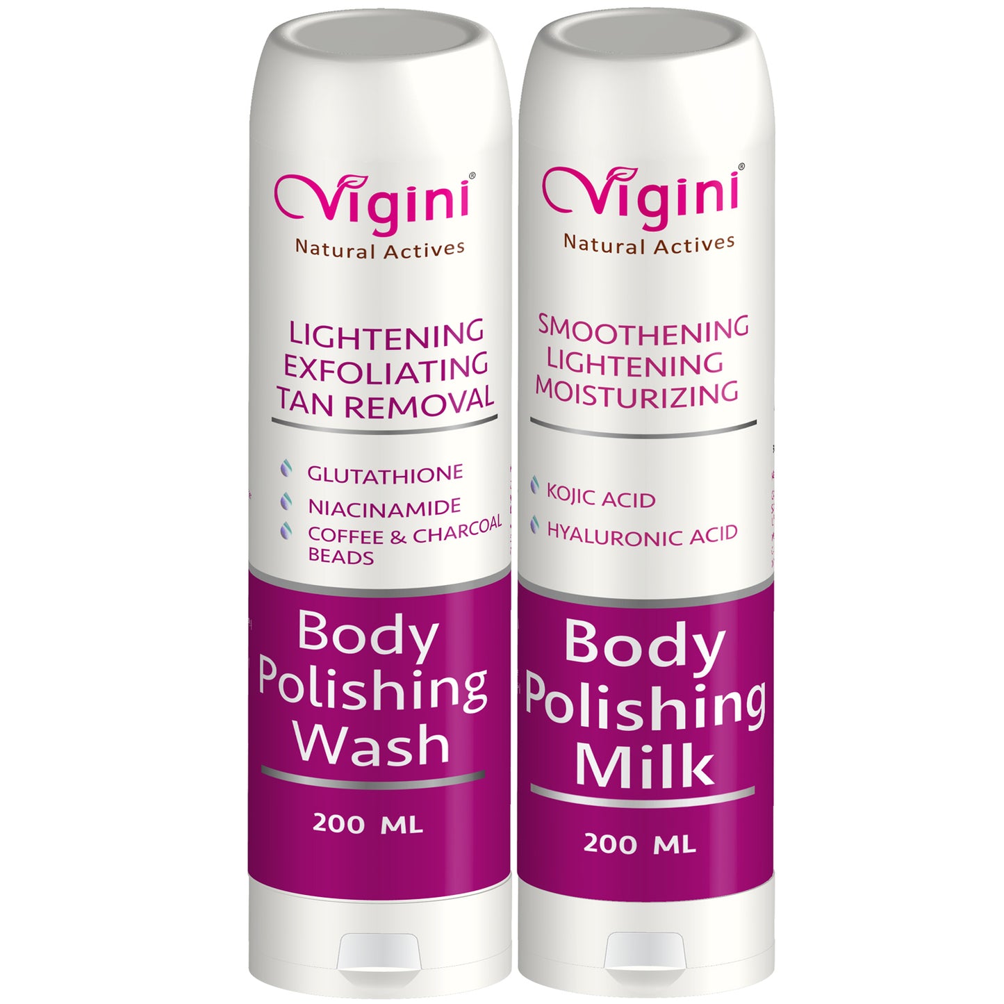 Vigini Coffee Scrub Pigmentation Tan Removal Body Wash & Skin Lightening Bright Moisturizing Lotion