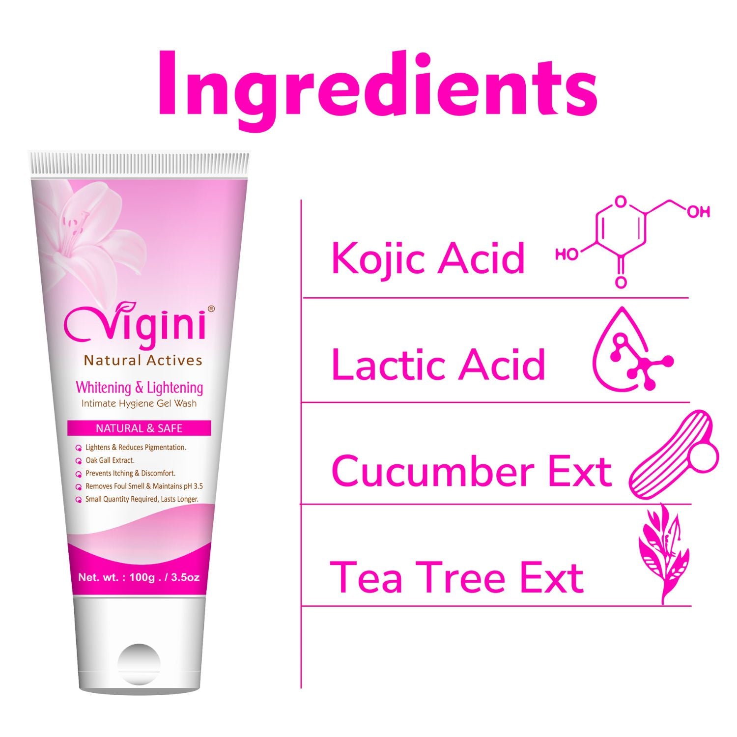 Vigini Vaginal Lightening Intimate Hygiene Feminine Gel Wash + Stretch Marks Scars Removal Oil Cream