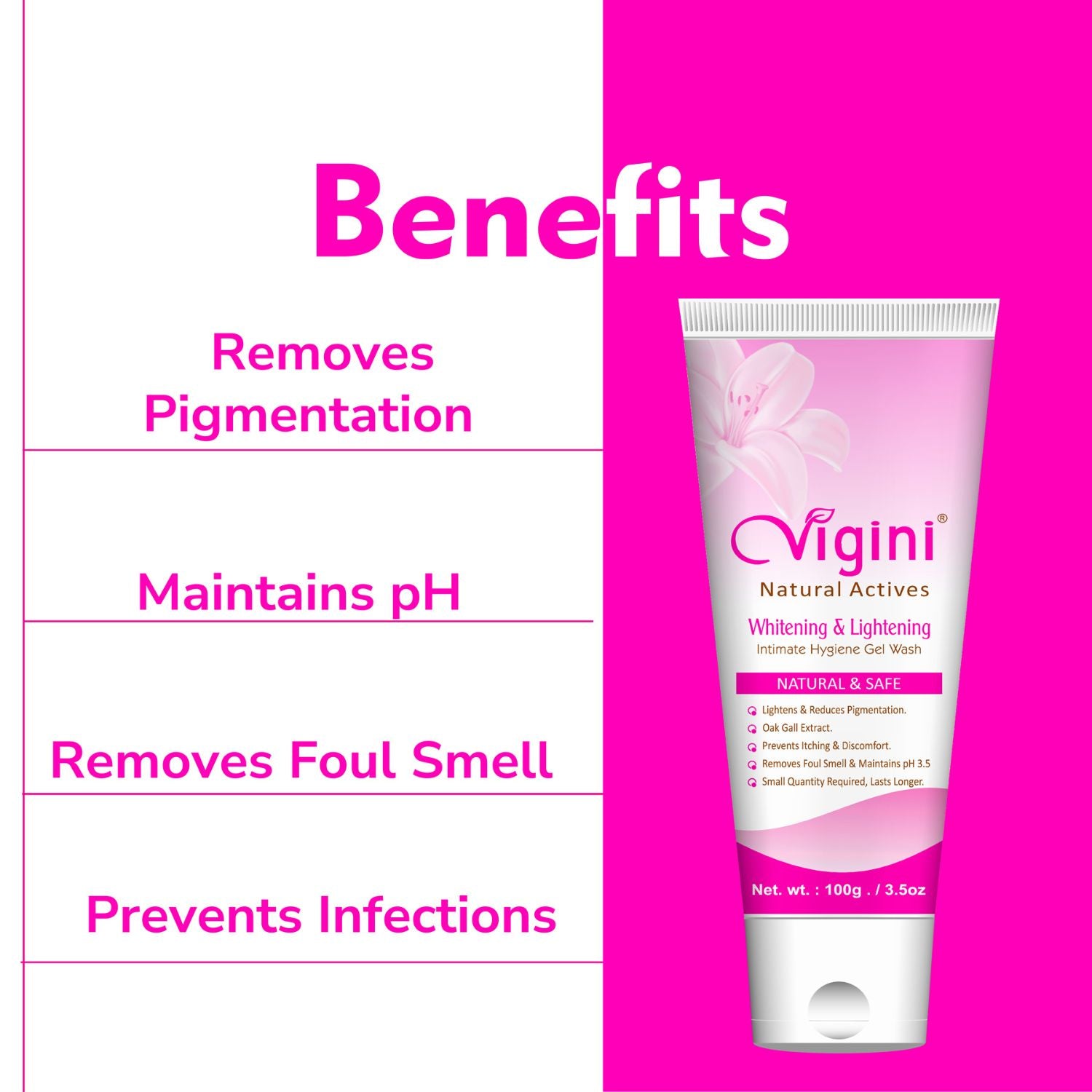 Vigini Vaginal Lightening Intimate Hygiene Feminine Gel Wash + Stretch Marks Scars Removal Oil Cream