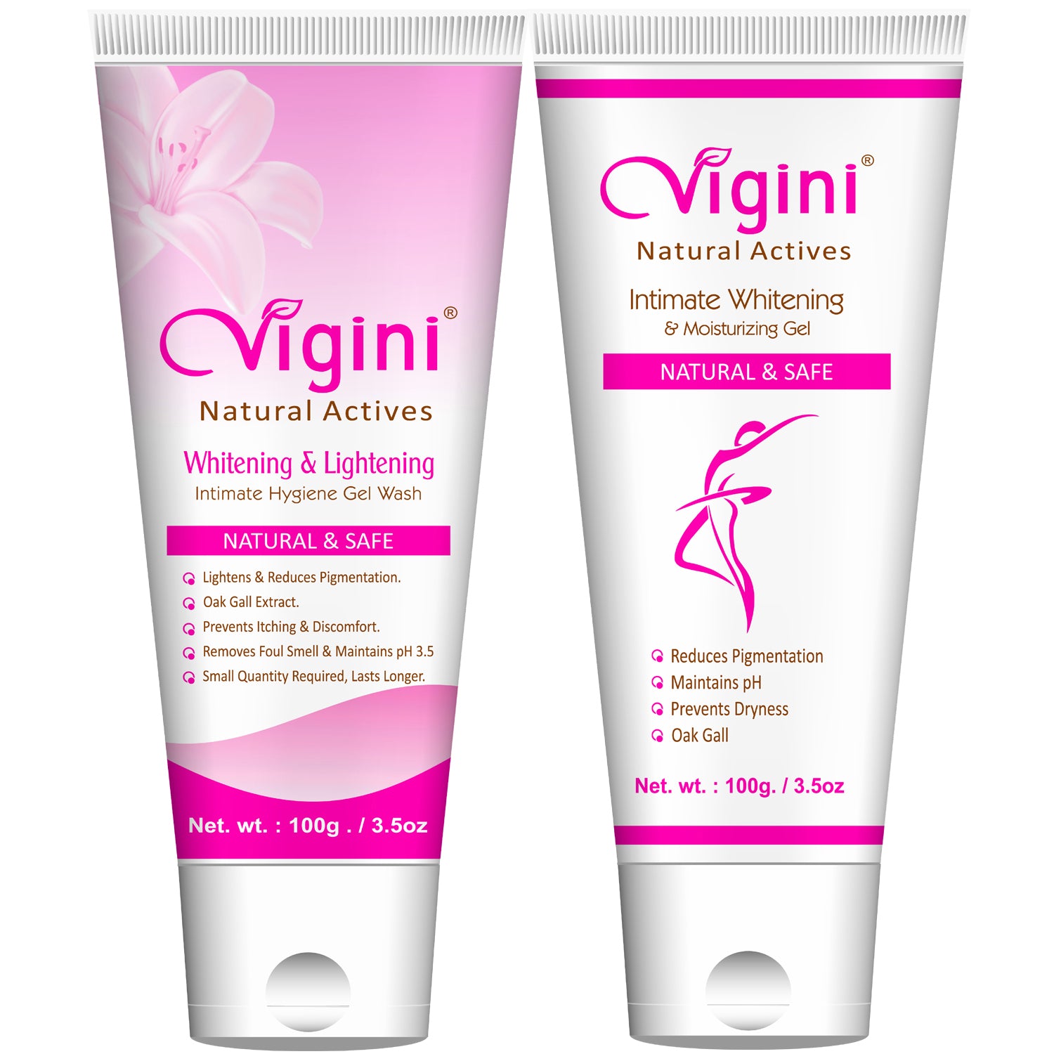 Vigini Vaginal Lightening Intimate Bikini Area Hygiene Wash + Tightening Lubricating Moisturizer Gel