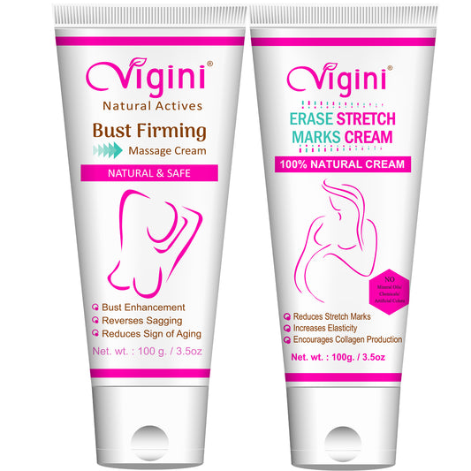 Vigini Stretch Marks Scar Removal Oil Cream & Bust Firming Breast Tightening Size Increase Cream