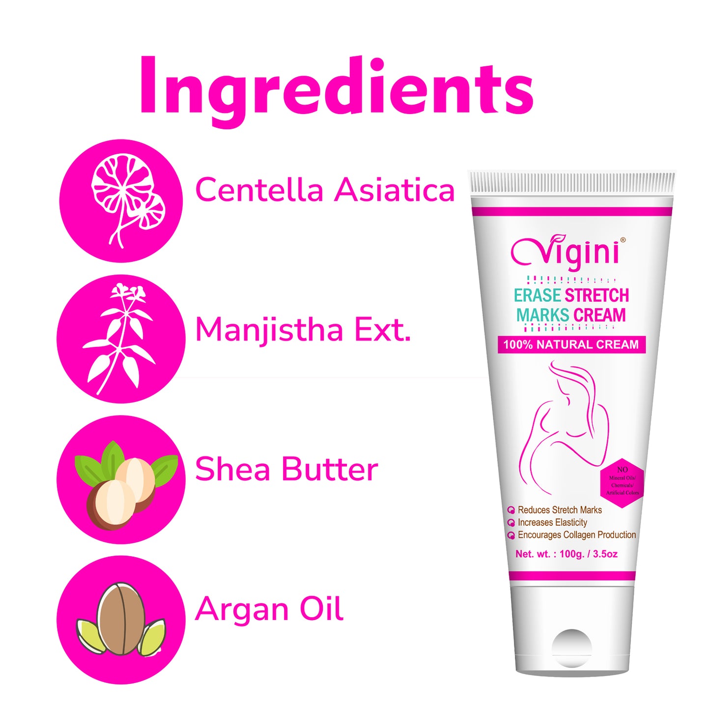 Vigini Stretch Marks Scar Removal Oil Cream & Bust Firming Breast Tightening Size Increase Cream