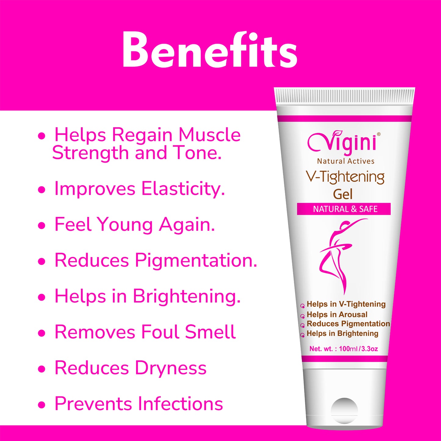 Vigini Intimate Vagina Private Part Lightening Whitening + V Tightening Moisturizer Cream Gel Women